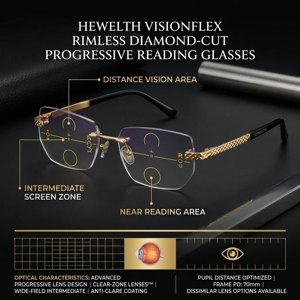 Optical diagram illustrating the three progressive zones of VisionFlex lenses